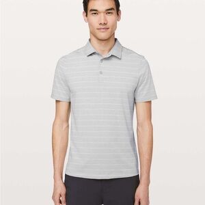 Men's Lululemon Evolution Polo Lookout Stripe Heathered Sea Salt XL